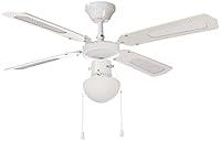 Farelek Bali 112420 Ventilatore da soffitto, 107 cm, Bianco