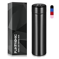 Flintronic Borraccia da 500 ML, Thermos con Tappo di Temperatura a LED...