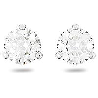 Swarovski Orecchini Solitaire, Placcatura Rodio, Bianco