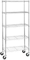 Amazon Basics Scaffalatura a 5 ripiani, su rotelle, Cromo, 36 D x 76 W...