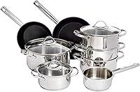 Amazon Basics 11 Pezzi Set di Pentole a Induzione - Acciaio Inox, con ...