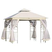 Outsunny Gazebo da Esterno o Giardino 3x3m con Zanzariera, Telaio in A...