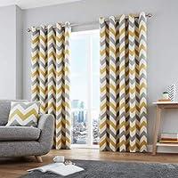 Fusion Chevron Coppia di Tende con Occhielli, 100% Cotone, pronte all'...