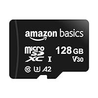 Amazon Basics MicroSDXC, 128 GB, con Adattatore SD, A2, U3, velocità d...