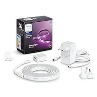 Philips Hue White&Color Ambiance Lightstrip, Kit base Striscia LED Sma...