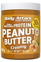 Body Attack Peanut Butter Natural 30% Protein Sugar & Fat Free Smooth ...