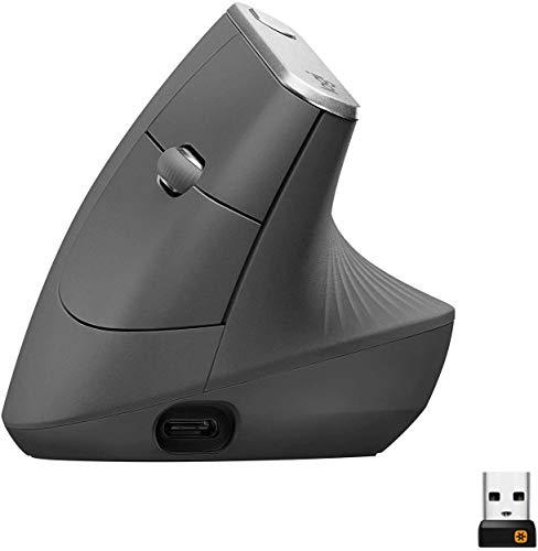 Logitech MX Mouse Verticale Wireless Ergonomico, Multi-Dispositivo, Bl...