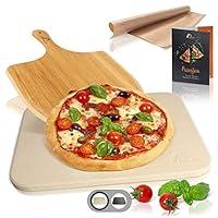 Amazy Pietra refrattaria per Pizza da Forno, incl. Pala in bambù, Cart...