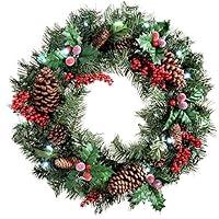 WeRChristmas - Ghirlanda natalizia decorativa, con pigne e bacche, ill...